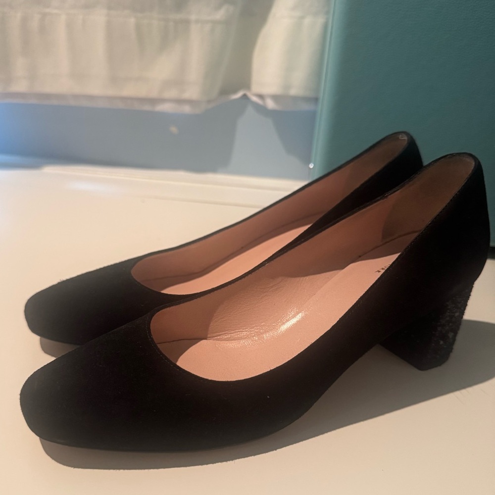 Kate Spade Black Glitter Block Heel